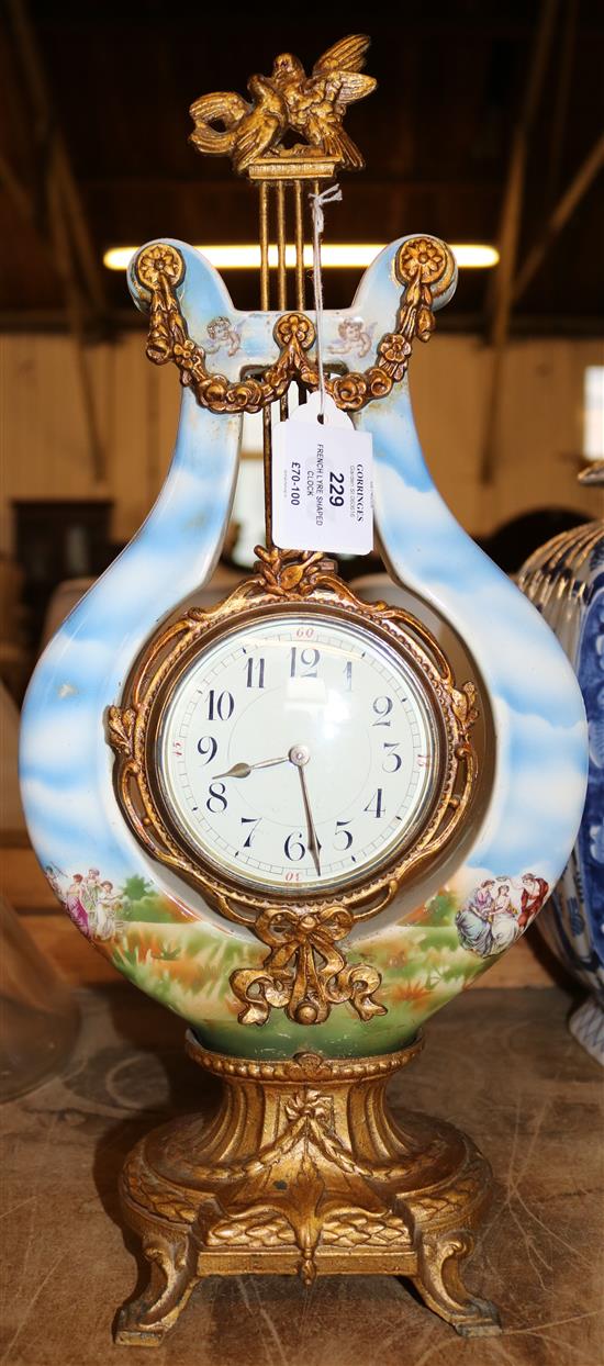 French lyre shaped clock